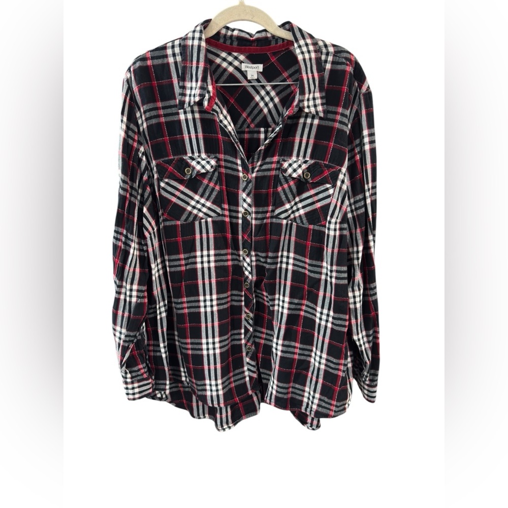 Westport Black and Red Plaid Button Down Shirt‎